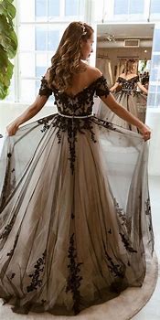 Image result for Black and White Wedding Dress