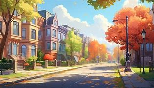 Image result for City Street View in Autum