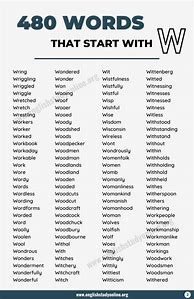 Image result for Words That End with W