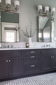 Image result for Bathroom Dark Cabinets