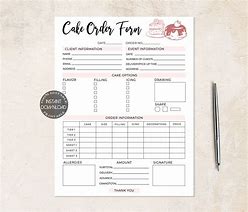 Image result for Cake Order Form Template