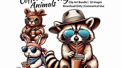 Animals Clip Art Bundle Animals Drinking Coffee PNG 10 High-quality Designs Coffee Printables Commercial Use - Etsy