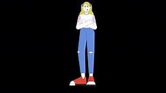 Woman angry arms crossed line cartoon animation