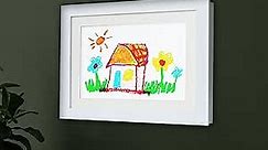 LED Kids Artwork Frames Changeable - Light-Up Frame for Children's Art - Kids Art Frame with Storage for Up to 150 Drawings - Art Display for Kids Artwork 8.3 x 11.7 - Art Picture Frames that Open for Table or Wall Use, Horizontal or Vertical - White