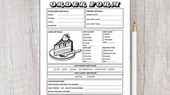 Cake Order Form, Bakery Order Form, Bakery Invoice, Order Form Template, Order Form, Small Business Forms - Etsy