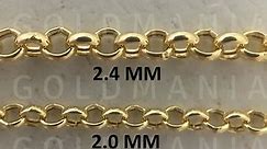 14K Yellow Gold Rolo Link Chain Necklace, 14 30, 2mm 2.4mm Thick, Real Gold Chain, Round Link Chain, Gold Belcher Chain, Gold Chain Women - Etsy