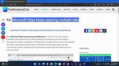 Fix Microsoft Edge keeps opening multiple tabs