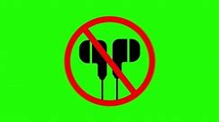 Download No Headphones Icon. No Music Allowed Sign Animated Green Background for free