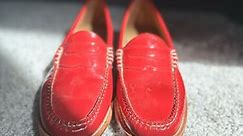 WEEJUNS® BY G.H. BASS & CO Red Patent Leather Penny Loafers sz 6.5