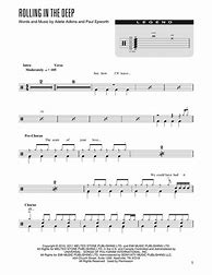 Image result for Rolling in the Deep Drum Sheet Music