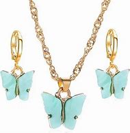 Image result for Butterfly Earrings and Necklace Set