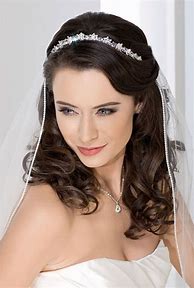 Image result for Long Hair Bride Hairstyles with Tiara