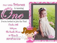 Image result for 1st Birthday Princess Invitations