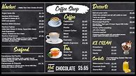 Image result for Coffee Cafe Menu