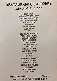 Image result for La Torre Menu