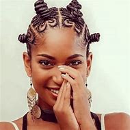 Image result for Bantu Knots with Braid Bangs