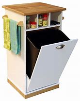 Image result for small kitchen cart with trash bin