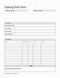 Image result for Catering Order Form Template