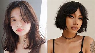 Image result for Curtain Bang Short Bob Haircut