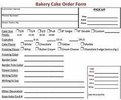 Image result for Cake Order Form Template