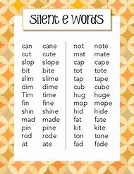 Image result for Silent E Word List