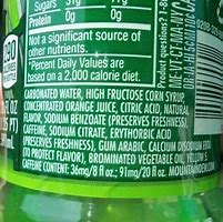 Image result for Mountain Dew Nutrition Facts Label