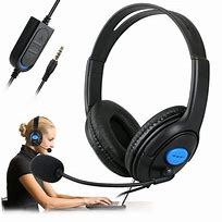 Image result for Black White Headphones Wired Microphone