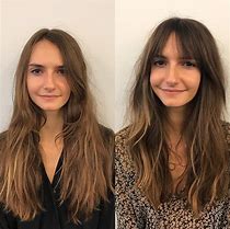 Image result for Curly Hair Curtain Bangs Before After