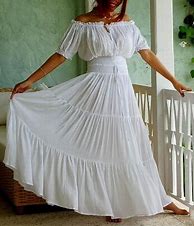 Image result for Off White Peasant Dress