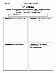 Image result for Art Critique Sheet