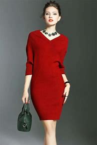 Image result for Red Knit Dress