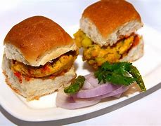 Image result for Vada Paav in Plate