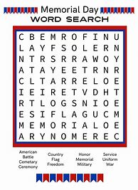 Image result for Memorial Day Word Search Printable