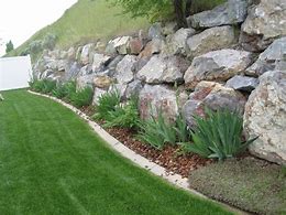 Image result for Retaining Wall with Landscape Rocks