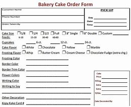 Image result for Cake Order Sheet Template