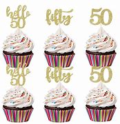 Image result for Gold 50th Birthday Cupcake Toppers