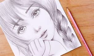 Image result for Pencil Sketch Girl Face Drawing