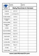 Image result for Korean Vocabulary Worksheets