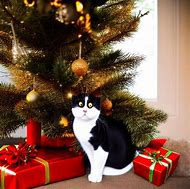 Image result for Cat Inside Christmas Tree