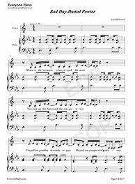 Image result for Bad Day Piano Sheet Music