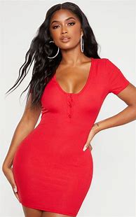 Image result for Red Button Dress