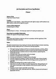 Image result for Cleaner Job Description