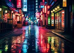 Image result for Busy Japanese Neon Street at Night