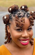 Image result for Bantu Knots with Braid Bangs