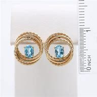 Image result for 14K Yellow Gold Blue Topaz Earrings