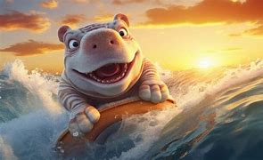 Image result for Cartoon Hippo Coming Out of Water