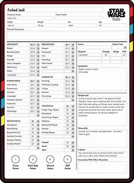 Image result for Star Wars Character Sheet