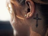 Image result for Small Cross Tattoo Behind Ear