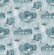 Image result for Teal Toile Fabric