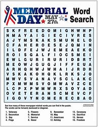 Image result for Memorial Day Word Search Printable